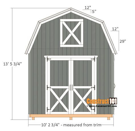 10x10 Barn Shed Plans | Free PDF Download - Construct101