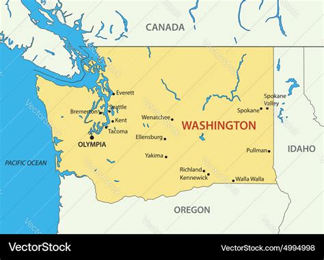 Washington state - map Royalty Free Vector Image