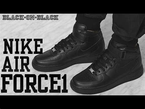 NIKE AIR FORCE 1 MId Black ON FEET | Black On Black - YouTube