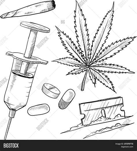 Illegal Drugs Sketch Vector & Photo (Free Trial) | Bigstock