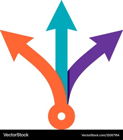 Three way direction color arrows Royalty Free Vector Image