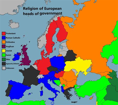 Religion of European heads of government - Vivid Maps