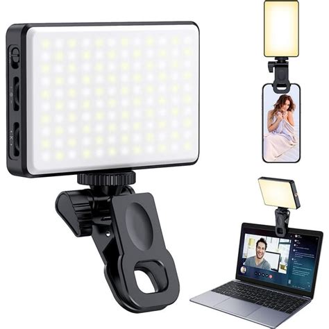 120 LED Phone Light, Selfie Light, 5000Mah Rechargeable Clip Video Light, Adjusted 3 Light Modes ...