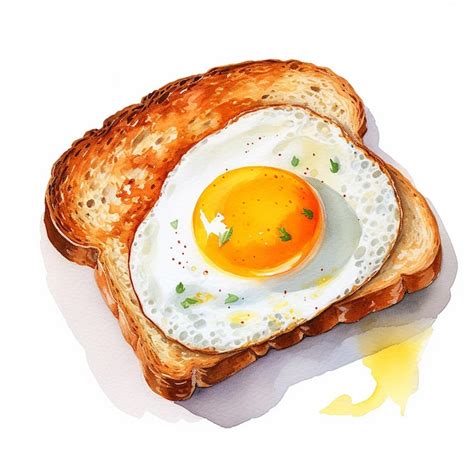 Premium Vector | Watercolor art style fried egg on toast drawing