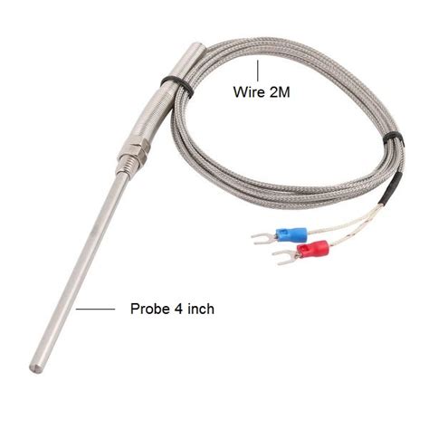 Temperature Sensor Probe 4 inch Two wire (Thermocouple) K-type Pack of ...