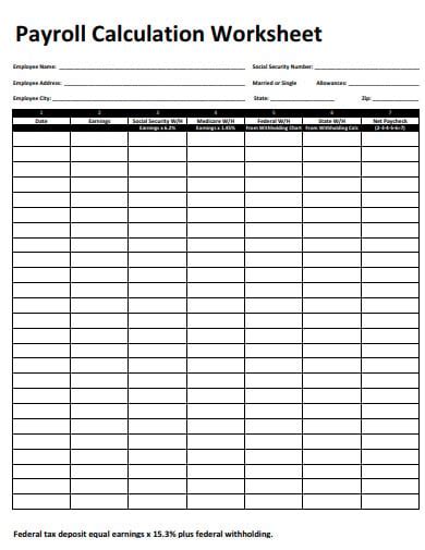 11 Payroll Worksheet Template - Excel Templates