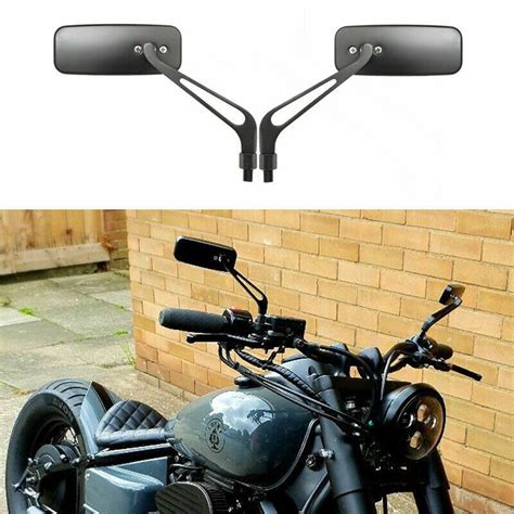 Rectangle Black Aluminum Motorcycle Rearview Mirrors Custom For Harley Davidson | eBay