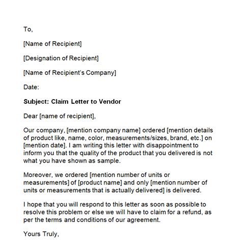 Damage Claim Letter Sample