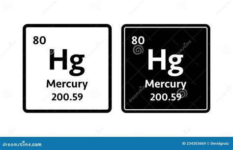 Mercury Symbol. Chemical Element of the Periodic Table Stock Vector ...