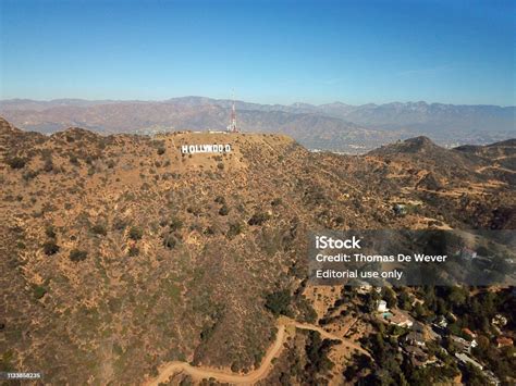 Aerial View Of Hollywood Sign Stock Photo - Download Image Now - Aerial ...