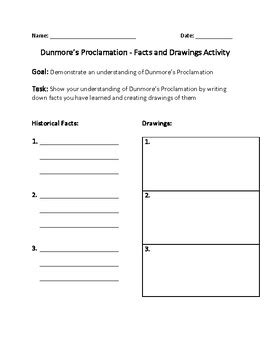 Dunmore's Proclamation - Facts and Drawings Activity by Jwood Education