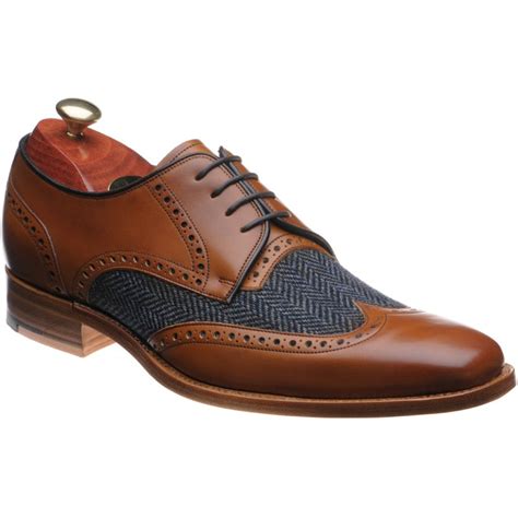 Barker shoes | Barker Creative | Jackson tweed brogues in Cedar Calf and Blue Tweed at Herring Shoes