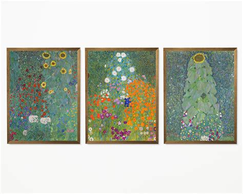 Klimt Flower Garden, Gustav Klimt Art, Garden Print, Garden Set, Flower Field, Image Shows ...