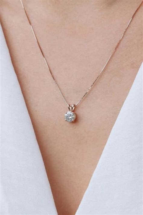 Moissanite Necklace Pendant Solitaire Diamond Brilliant 1 Carat, In Starling Silver ...