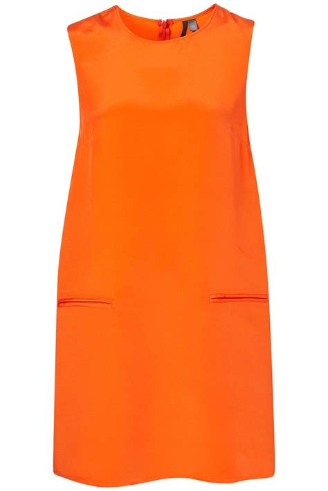 100% Silk Orange Dress | Colorful shift dress, Top shop dress, Topshop ...