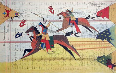 Native American Ledger Art Print: Counting Coup