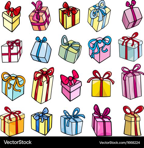 Christmas or birthday gift clip art set Royalty Free Vector