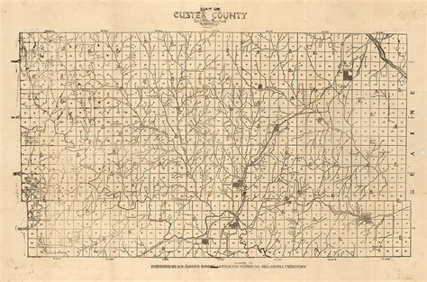 Map of Custer County Oklahoma Territory Custer County Oklahoma Territory circa Painting by W R ...