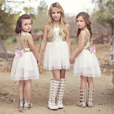 3 10Y Children Baby Girl Dress Clothing Sequins Party Gown Mini Ball Formal Love Backless ...