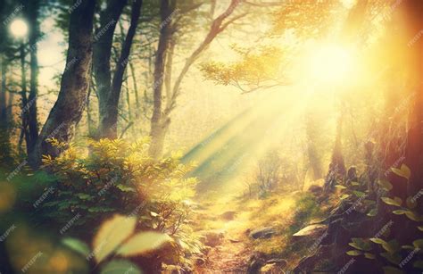 Premium AI Image | Lovely natural abstract backdrops of a woodland on a bright day