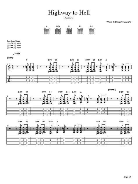 ACDC - Highway To Hell GUITAR | PDF