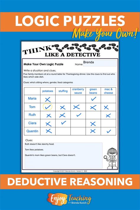 Logic Puzzles for Kids - Deductive Reasoning & Make Your Own!