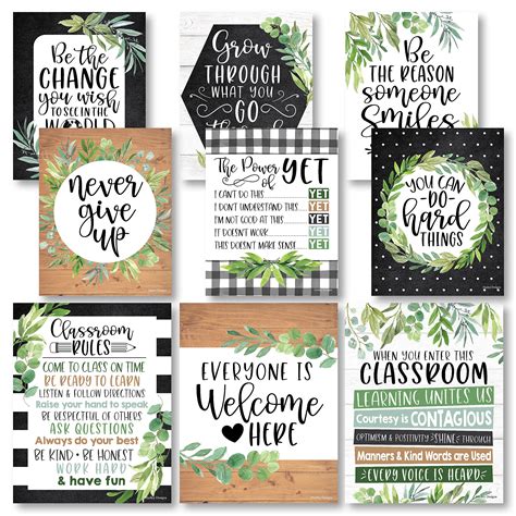 Buy 9 Farmhouse Classroom Decor Signs - Welcome Sign For Classroom Motivational s For Bulletin ...