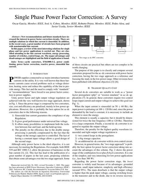 (PDF) Single phase power factor correction: a survey