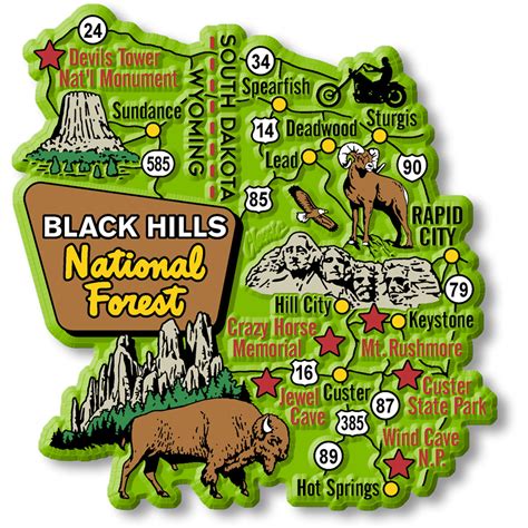 Black Hills Forest Jumbo Map Magnet by ClassicMagnets.com