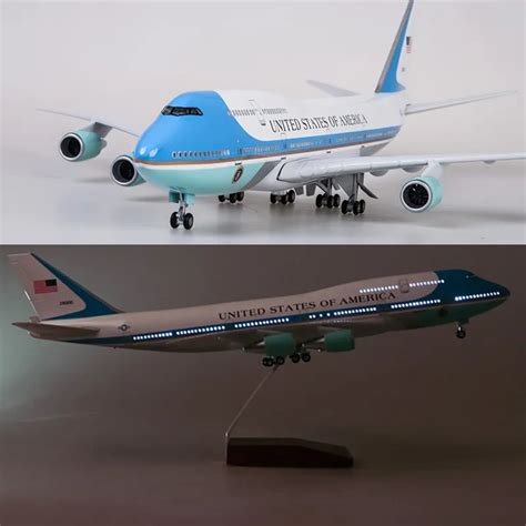 47CM Airplane Model Toys Boeing 747 Air Force One Aircraft Model W Light and Wheel 1/150 Scale ...