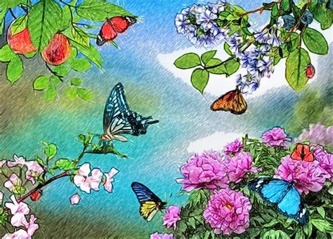 Pencil, butterflies, flowers, nature, botany, insects Drawing by Radii Sivak | Saatchi Art