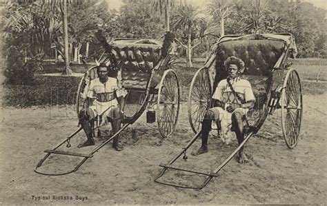 Postcard depicting typical South African Ricksha boys stock image | Look and Learn