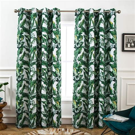 DriftAway Tropical Leaves Botanic Pattern Blackout/Room Darkening Grommet Lined Thermal ...