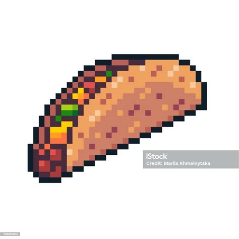 Pixel Art Vector Taco Isolated On White Background Stock Illustration ...