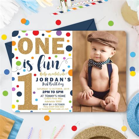 BOY 1st BIRTHDAY Invitation Editable Boy First Birthday - Etsy India