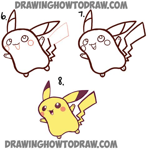 How to Draw Cute Baby Chibi Pikachu from Pokemon – Step by Step Drawing Tutorial – How to Draw ...