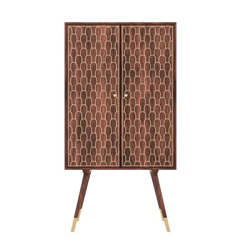 Tall Solid Mango Wood Drinks Cabinet with Wine Rack - Dejan - Furniture123