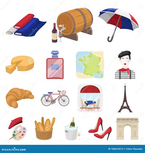 Country France Cartoon Icons in Set Collection for Design. France and ...