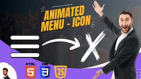 "How to make ANIMATED MENU ICON: A Step-by-Step Guide using HTML CSS JS | #AdiCodeHub 🌐💻 " - YouTube