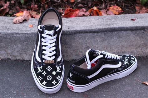 Supreme x LV Vans Old Skool Custom BLACK | tanskicks