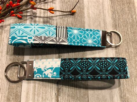 Wristlet Keychain in Quilt Pattern Key Fob Stocking - Etsy