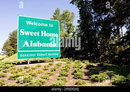 Welcome to Sweet Home Alabama sign along I-20 near the Georgia-Alabama state line in Cleburne ...