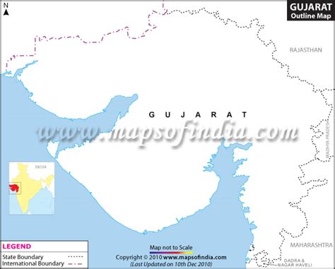 Gujarat Outline Map, Blank Map of Gujarat