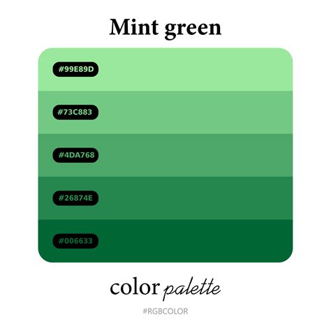 Mint green color palettes accurately with codes, Perfect for use by illustrators 14159050 Vector ...