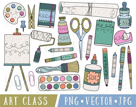 Art Supplies Clipart, Art Class Clip Art, Clipart for Teachers ...