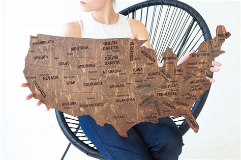 Large Wooden Map Of Usa - United States Map