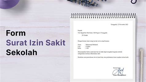 Form Surat Izin Sakit Sekolah Bagi Wali Murid, dari SD Sampai SMA, Tinggal Download dan Edit