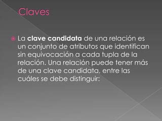 Modelo relacional claves | PPT