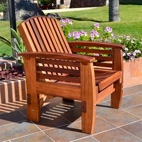 Reclining Redwood Easy Chair, Outdoor Wood Recliners