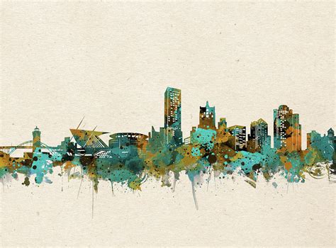 Milwaukee Skyline Watercolor 5 Digital Art by Bekim M - Fine Art America